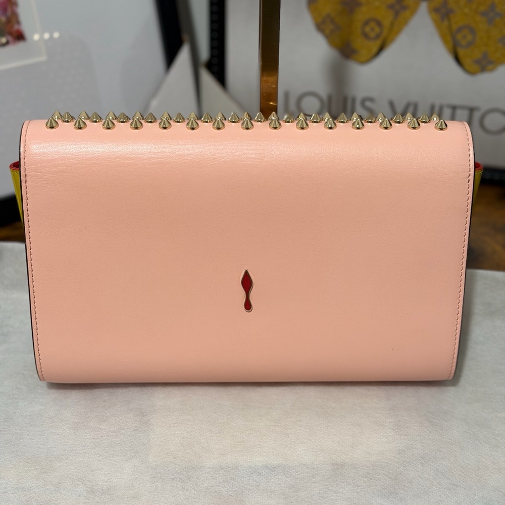 Christian Louboutin Pink Paloma Studded Clutch - Picture 2 of 5